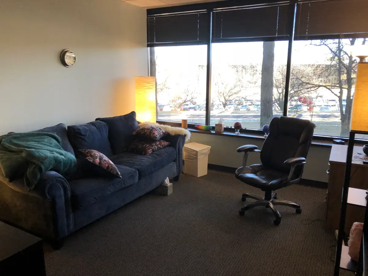 Steven Krautkramer's Somatic Experiencing therapy office in Englewood, Colorado — a warm, calm consulting room.