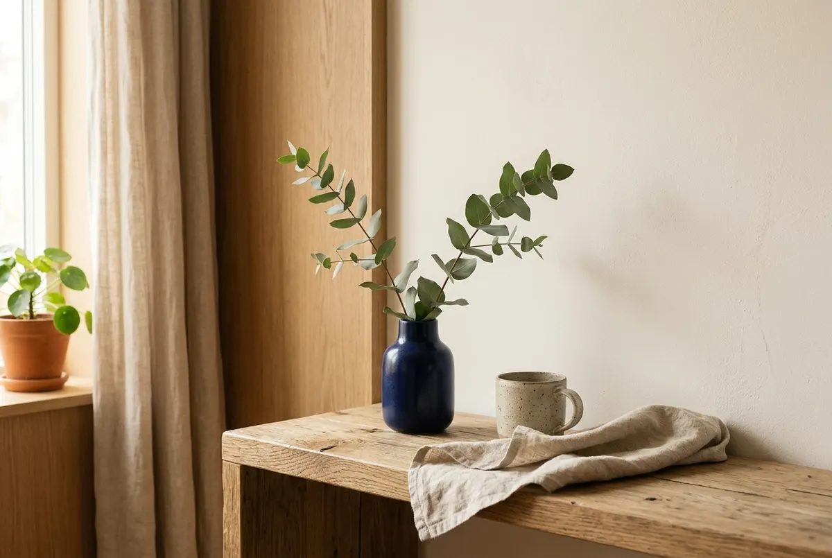 A warm, grounded corner in soft daylight, steadiness returning.